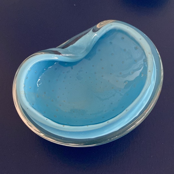 VTG Italy Alfredo Barbini MURANO GLASS Blue & Gold Leaf Ashtray & Lighter & Swan - Picture 12 of 12